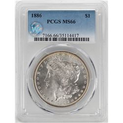 1886 $1 Morgan Silver Dollar Coin PCGS MS66 Sight White Sticker