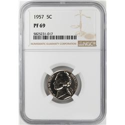1957 Proof Jefferson Nickel Coin NGC PF69