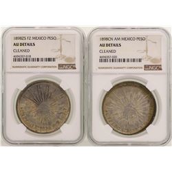 Lot of (2) 1898 Mexico Pesos Silver Coins NGC Graded AU Details