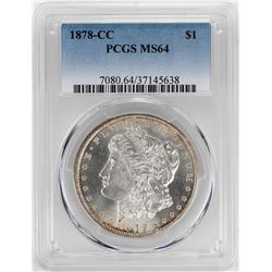1878-CC $1 Morgan Silver Dollar Coin PCGS MS64