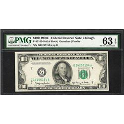1950E $100 Federal Reserve Note Chicago Fr.2162-G PMG Choice Uncirculated 63EPQ