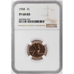 1958 Proof Lincoln Wheat Cent Coin NGC PF68RD