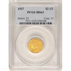 1927 $2 1/2 Indian Head Quarter Eagle Gold Coin PCGS MS63