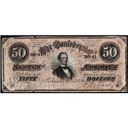 1864 $50 Confederate States of America Note