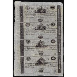 Uncut Sheet of 1800's $5/5/10/10 Farmer's & Merchants Bank of Baltimore Obsolete Notes