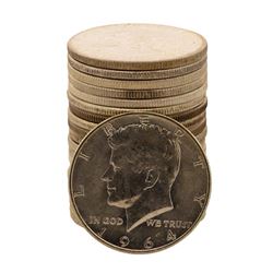 Roll of (20) Brilliant Uncirculated 1964 Kennedy Half Dollar Coins