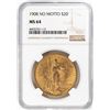 Image 1 : 1908 No Motto $20 St. Gaudens Double Eagle Gold Coin NGC MS64
