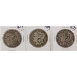 1886-O & 1894-O & 1897-S $1 Morgan Silver Dollar Coins
