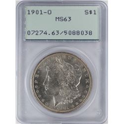 1901-O $1 Morgan Silver Dollar Coin PCGS MS63 Old Green Rattler