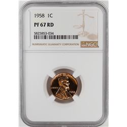 1958 Proof Lincoln Wheat Cent Coin NGC PF67RD
