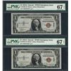 Image 1 : (2) Consec. 1935A $1 Hawaii Emergency Silver Certificate Notes PMG Superb Gem Unc 67EPQ