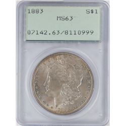 1883 $1 Morgan Silver Dollar Coin PCGS MS63 Old Green Rattler