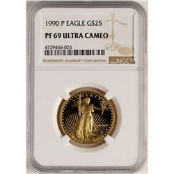 1990 $25 Proof American Gold Eagle Coin NGC PF69 Ultra Cameo