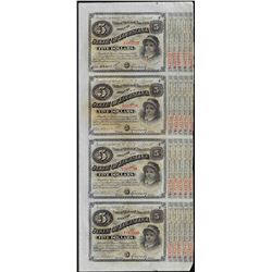 Uncut Sheet of (4) State of Louisiana Baby Bond Obsolete Notes