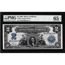 1899 $2 Mini-Porthole Silver Certificate Note Fr.255 PMG Gem Uncirculated 65EPQ