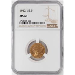 1912 $2 1/2 Indian Head Quarter Eagle Gold Coin NGC MS61