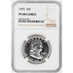 1955 Proof Franklin Half Dollar Coin NGC PF68 Cameo