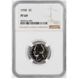 1958 Proof Jefferson Nickel Coin NGC PF69