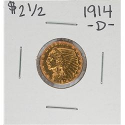 1914-D $2 1/2 Indian Head Quarter Eagle Gold Coin