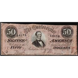 1864 $50 Confederate States of America Note