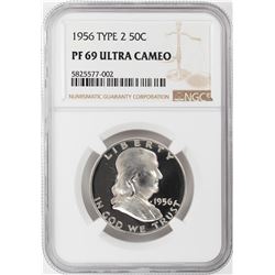 1956 Proof Franklin Half Dollar Coin NGC PF69 Type 2 Ultra Cameo Graded Top Pop
