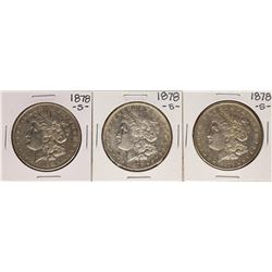 Lot of (3) 1878-S $1 Morgan Silver Dollar Coins