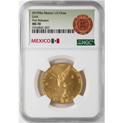 2019 Mo Mexico Libertad 1/2 Onza Gold Coin NGC MS70 First Releases