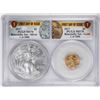 Image 1 : 2017 American Silver & Gold Eagle Bimetallic Set PCGS MS70 First Day of Issue