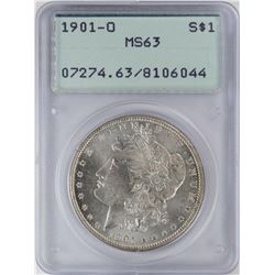 1901-O $1 Morgan Silver Dollar Coin PCGS MS63 Old Green Rattler
