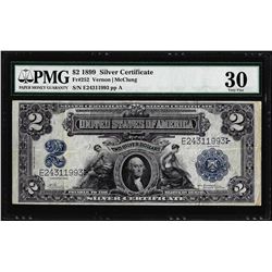 1899 $2 Mini-Porthole Silver Certificate Note Fr.252 PMG Very Fine 30