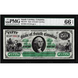 1872 $50 State of South Carolina Revenue Bond Obsolete Note PMG Gem Uncirculated 66EPQ