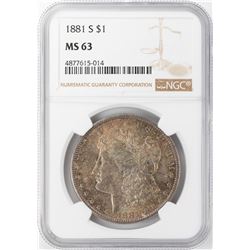 1881-S $1 Morgan Silver Dollar NGC MS63 Nice Toning