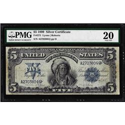 1899 $5 Indian Chief Silver Certificate Note Fr.271 PMG Very Fine 20