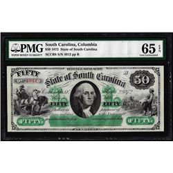 1872 $50 State of South Carolina Revenue Bond Obsolete Note PMG Gem Uncirculated 65EPQ