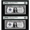 Image 1 : (2) Consecutive 1928A $1 Silver Certificate Notes Fr.1601 PMG Gem Uncirculated 65EPQ