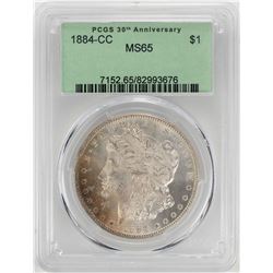 1884-CC $1 Morgan Silver Dollar Coin PCGS MS65 OGH Nice Toning