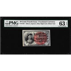 March 3, 1863 Ten Cents Fourth Issue Fractional Note Fr.1261 PMG Choice Uncirculated 63EPQ