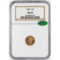 1880 $1 Indian Princess Head Gold Dollar Coin NGC MS64 CAC