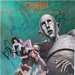 Queen Signed News Of The World Album Cover