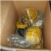 Image 2 : LOT OF HARDHATS, STEEL TOE CAPS, AND SIZE 9.5 DAKOTA WORK BOOTS