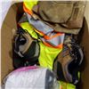 Image 2 : VISION 2 SAFETY GOGGLES, RESPIRATOR, HIGH VIS VEST, AND SIZE 9 STEEL TOE SHOES