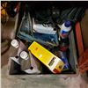 Image 2 : BIN OF SHOP SUPPLIES, FLASHLIGHT AND TOOL POUCH
