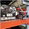 Image 1 : SONY TYPE 7 STEREO TAPE RECORDER REEL TO REEL AND RECORD RACK AND REALISTIC 8 TRACK PLAYER