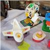 Image 2 : VINTAGE FISHER PRICE TOYS - CLOCK, FERRIS WHEEL, PLANES, DISH SET, AND BOAT
