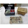 Image 1 : CASE OF EARRINGS, BRASS BOX JEWELLERY, AND BLACK BOX JEWELLERY