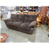 Image 1 : DARK BROWN MICROFIRE DOUBLE RECLINER SOFA