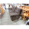Image 2 : DARK BROWN MICROFIRE DOUBLE RECLINER SOFA