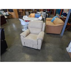 NEW LIFESTYLE WEBSTER RELAX-A-LOUNGER BEIGE MICRO SUEDE RECLINER, RETAIL $499