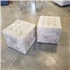 Image 1 : 2 GREEN MICROFIBER FOOTSTOOLS
