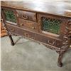 Image 2 : VERY NICE CANADIAN LEADED GLASS MIRROR BACK SIDEBOARD IN VERY GOOD ORIGINAL FINISH ON QUARTER SAWN O